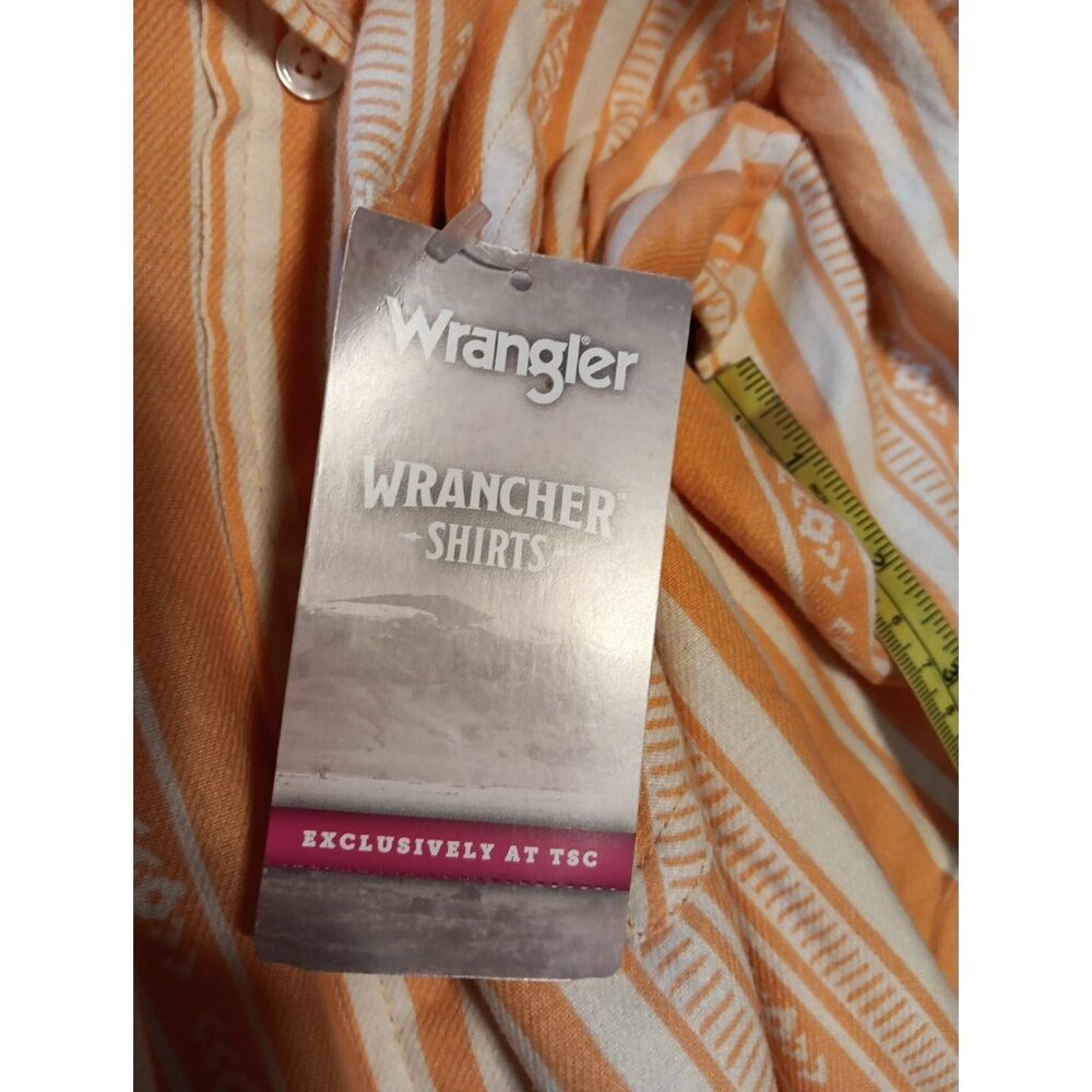 Wrangler Wrancher Womens L Shirt Orange Western Aztec Stripe Rodeo Cotton NWT - Picture 6 of 7
